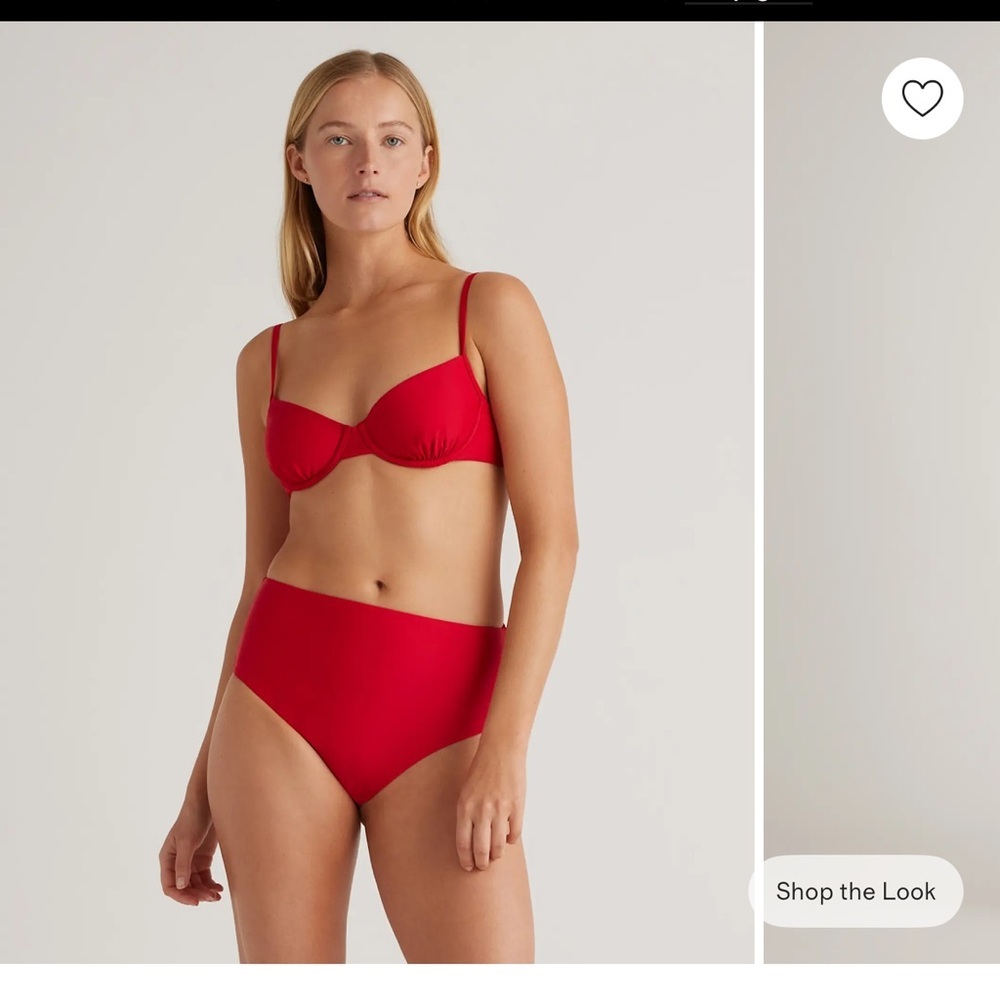 Quince Italian Demi Bra Swim Bikini Cherry NEW